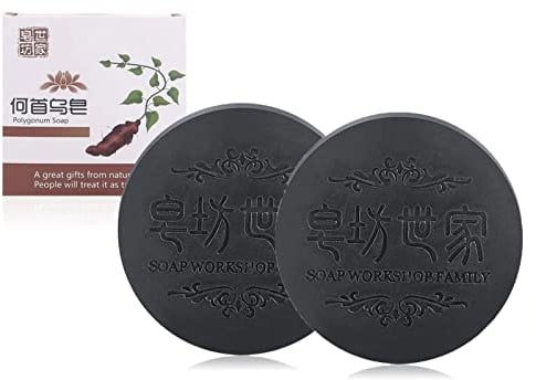 Black & Thick Hair Fallopia Multiflora Shampoo Bar, Anti-haarausfall Shampoo-Bar, Haar Verdunkelungs Festes Shampoo-Stück, Organisches Polygonum Multiflorum Soap für Männer und Frauen (2PCS)