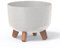 IMJ-Global Vaso per Fiori piante Tondo Gracia Regular ECO WOOD Decorativo in Plastica e 33% Legno da Interno Esterno 39x39x27 cm Bianco Design Moderno 21,5 Litri