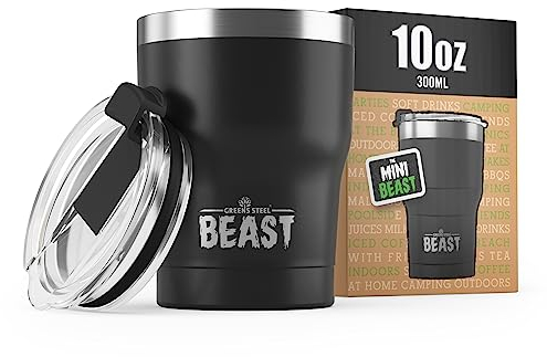 Beast Thermobecher 300 ml (10 oz) - Matt-schwarz I Mehrweg Thermo Kaffeebecher To Go I Doppelwandiger Trinkbecher aus Edelstahl I Perfekt für Kaffee oder Eiskaffee