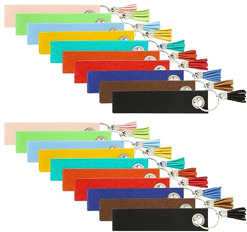 20 Stück Diy Schlüsselanhänger Filz Rohling Beschriftbar Set Personalisiert Schlüsselband Kurz, Abschiedsgeschenk Kollegen Lehrerin , Weihnachten, Muttertag, Vatertag, Valentinstags Geschenke