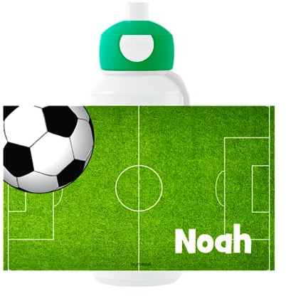 Mepal Personalisierte Trinkflasche mit Namen - Wasserflasche für Kinder Pop-up Campus - Fußball - Auslaufsichere Flasche für Schule - BPA-frei & Spülmaschinenfest - 400 ml - Fußballfeld