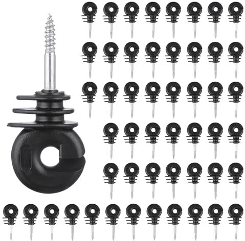Fensmile Lot de 50 Isolateur Cloture Electrique, Isolateurs pour Rubans Larges jusqu'à 40mm et Cordes de 6mm - Idéal pour Poteaux en Bois, Piquet Cloture électrique