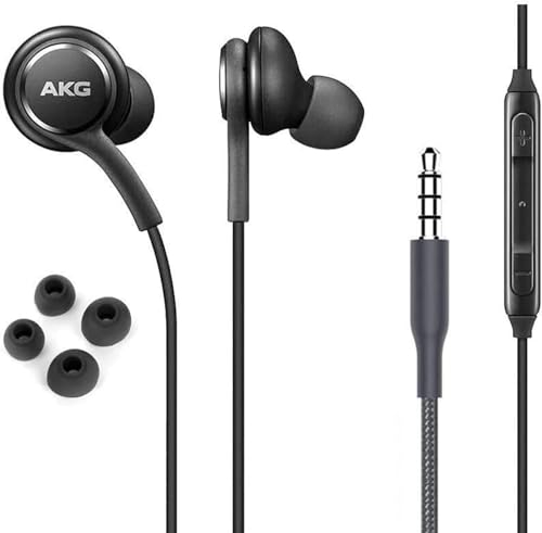 Earbuds Stereo Headphones 3.5mm compatiable with Galaxy S10 S10e S9 S8 Plus A31 A71 Wired Earphones - with Microphone and Volume Buttons (Black)