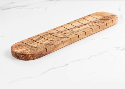 M´Zaytouna Baguette Schneidebrett aus Olivenholz, Brotschneidebrett, Servierbrett, Holzbrett, handgefertigter Olivenholzbrett, 100% Bio, Holzbrett zum schneiden und servieren von Baguette und Brot