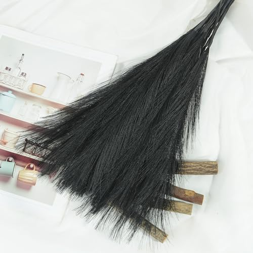 Lot de 10 plantes artificielles de la pampa séchées - Bouquet de roseaux moelleux - Arrangements de fleurs séchées pour mariage, vacances, fête - Décoration d'intérieur - Noir