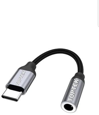 TOPTEK Premium USB Type C to AUX Audio Headphone Jack to 3.5mm Compatible with Samsung Android Huawei Mac ALL TYPE C DEVICES