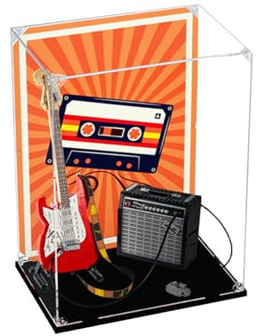 Acryl-Vitrine für Lego Fender Stratocaster 21329 DIY Gitarre, staubdichte Displaybox, kompatibles Lego, Geschenk für Musikliebhaber (Hintergrund)