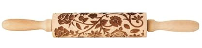LOTUS Rouleau à pâtisserie en bois à motif Fleur de Noël (LOTUSRP1)