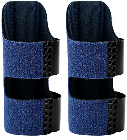 Echify Fingerschienen – 2 Stück Fingerschutz Schnappfinger Schiene – Fingerbandage Fingerstabilisator mit verstellbarem Befestigungsgurt für gebrochene Finger & Arthrose Schmerzlinderung (Blau)
