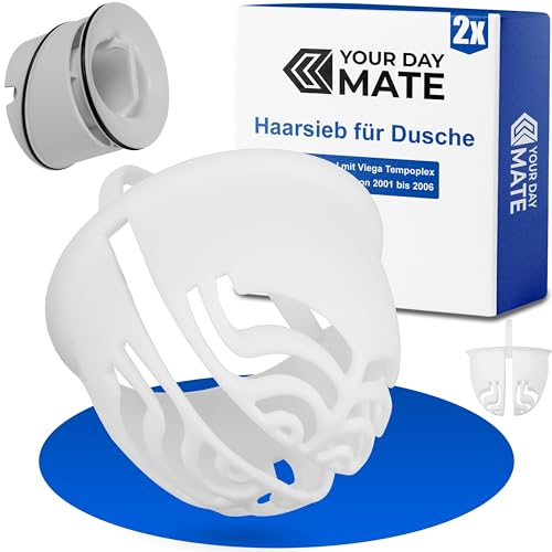 Filtro per capelli per doccia, 2 pz, Bianco, compatibile con Viega Tempoplex per le serie dal 2001 al 2006, trappola per capelli di ricambio per il modello 6958.96, 625 221