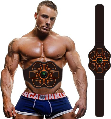 YOUKK EMS Trainingsgerät, Bauchmuskeltrainer, USB Wiederaufladbar, LCD Display, Herren Damen,Tragbarer Muskelstimulator, 8 Modi & 19 Intensitäten, Bauchtrainer Trainings Gang