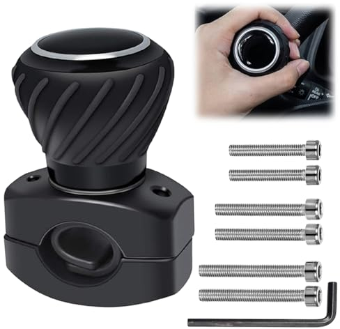 Boule de Volant Voiture, Universelle Bouton de Volant, Power Ball Poignée de Volant Lisse, Bouton de Volant à 360 Degrés Auxiliaire, Bouton Power Spinner pour Tracteur, Voiture, Camion, Bateau (Noir)