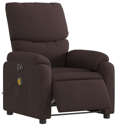 vidaXL Massagesessel, Sessel Elektrisch, Relaxsessel mit Liegefunktion Vibrationsfunktion, Fernsehsessel Liegesessel für Wohnzimmer, Dunkelbraun Stoff