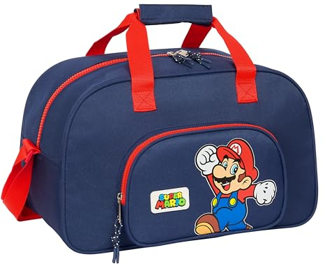 Super Mario World - Sporttasche, Rucksack, ideal für Kinder verschiedener Altersgruppen, bequem und vielseitig, Qualität und Widerstandsfähigkeit, 40 x 23 x 24 cm, Marineblau, Marineblau, Estándar,