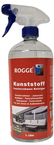ROGGE Kunststoff Fensterrahmen Reiniger, All-in-One Profi Reiniger 1. Liter gebrauschsfertiger Allesreiniger für abwaschbare Kunststoff, Metall- und Glasflächen, Rolläden, Jalousien, Fenster-, Rahmen,