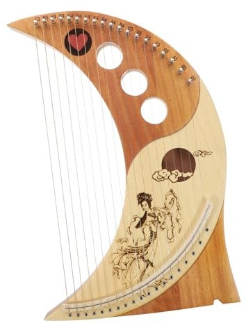 OFFSCH Hochwertige 19-saitige Harfe Mondharfe Harfe Holzsaiteninstrument tragbar und für Musikliebhaber zufällige Farbe