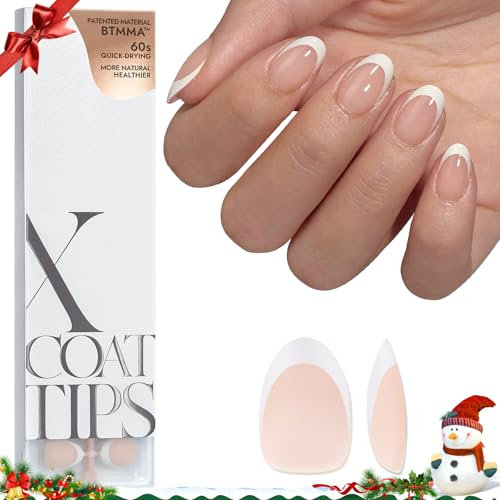 BTArtbox Extra Short Almond Nail Tips - 160 PCS XCOATTIPS Press on Nails French Tip False Nails, Nude Soak Off Soft Gel Nail Tips for Gel Extensions in 16 Sizes