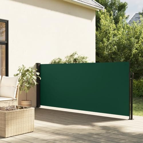 AUVYI Garten Seitenmarkise Dunkelgrün Ausziehbar Blickdicht Markise UV-Schutz Privacy Screen Side Awning Balkon Sonnenschutz 100x300 cm Windschutz Stoff und Stahl und Aluminium