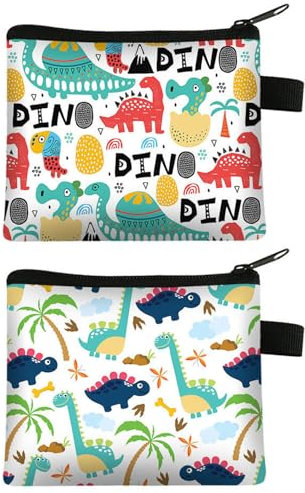 KGDUYC 2 PCS Porte-Monnaie garçon Fille Porte-Monnaie Mignon Dessin animé Sac à Monnaie avec Fermeture éclair Design Animal Petit Portefeuille Carte Porte-clés Portefeuille,porte monnaie enfant