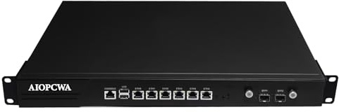 AIOPCWA 1U Firewall Appliance B250 Core i7 9700, 2 x 10Gb SFP+ LAN Firewall Hardware VPN Router PC, DDR4 OPNsense Hardware 19”Rackmount for Homelab Server with VGA, SIM, Barebone