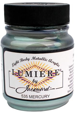 Jacquard Lumiere 2.25oz Fabric Paint Mercury - Metallic Paint for Fabric Paper Wood Ceramic and Metal - Light-bodied Metallic Acrylic Paint - Lightfast & Vibrant Metallic Acrylic Paints