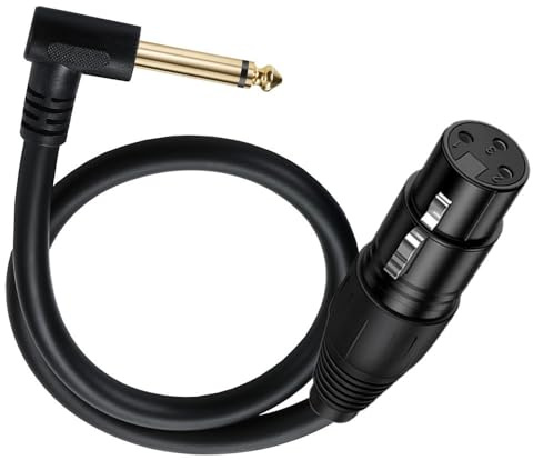 Halokny 50 cm XLR auf 1/4 Kabel, 90 Grad, 6,35 mm Mono-TS-Stecker auf 3-polige XLR-Buchse, symmetrisches Mikrofon, Stereo-Audio-Konverter, Adapter, für Mikrofon, Mischer, Verstärker, Lautsprecher