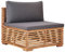 Xichuzi Garten-Mittelsofa mit Grauer Auflage, Lounge Sofa Outdoor, Garten Loungemöbel, Gartensofa, Gartenlounge, Balkon Set Möbel,Massivholz Teak