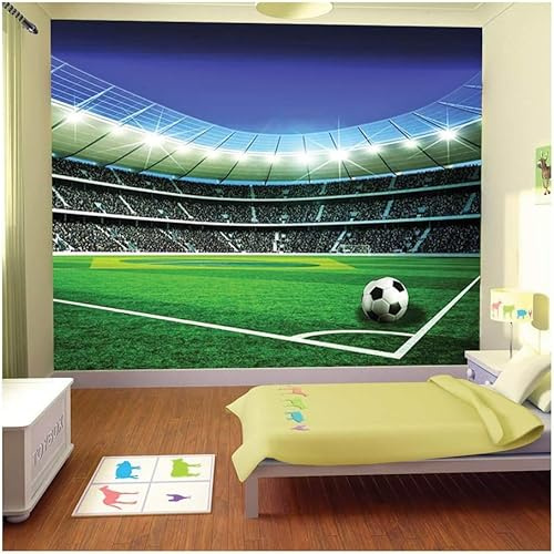 Buohwiwe Photo Wallpaper Football Stadium 150 x 105 cm (WxH) Non-Woven Art Print Wall Mural Decoration Poster Picture Modern Design 3D Panoramic Wallpaper Murals Football Stadium Wall Sticker q1821