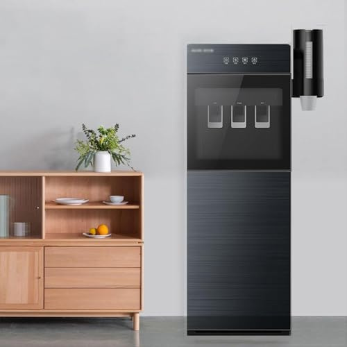 Dispensador de agua de carga inferior con portavasos, funciones de agua caliente, temperatura ambiente, fría y helada para el hogar u oficina