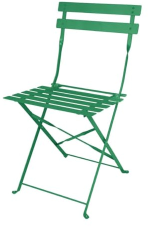 Bolero Perth Pavement Style Steel Folding Chairs (2 Pack), Forest Green | Collapses flat to save vital storage space; provides instant extra seating for busy outdoor commercial café terraces.