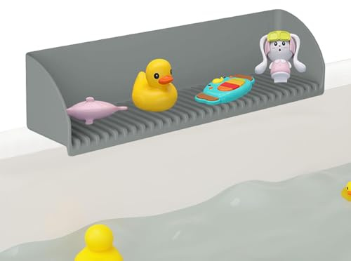 usefulbeauty Spritzschutz für Badewanne – Badewannen-Spritzschutz für Badewanne, rutschfestes Silikon-Tablett mit Überlaufschutz und Organizer für Spielzeug für Kleinkinder
