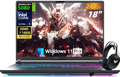 ASUS 2025 ROG Strix G18 Gaming Laptop, NVIDIA RTX 5080 16GB GDDR7, Intel Ultra 9 275HX24-Core, 18 240Hz 3ms 2.5K Screen, WiFi 7, 64 GB DDR5, 4 TB SSD, Win 11 Pro, Accessory Kit
