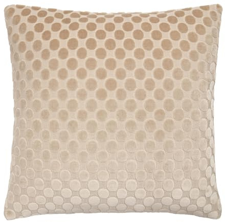 Soiree Velvet Filled Cushion, Jacquard Spots Pattern, Decorative Throw Pillow, 1 Piece, 43 x 43 cm, Natural, 100% Polyester