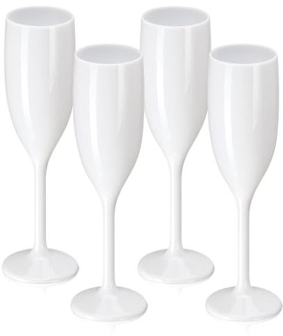 WDFCN 4 Pieces 5.4 OZ Plastic Champagne Flutes Reusable White Wine Glasses Vintage Unbreakable Plastic Gin Glasses Drink Glasses Water Goblets for Parties Weddings Christmas Birthday