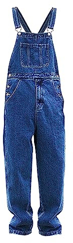 Generisch Salopette da uomo, jeans lunghi, da uomo, vestibilità regolare, in denim, grandi dimensioni, jeans elasticizzati, tinta unita, per il tempo libero, casual, semplice