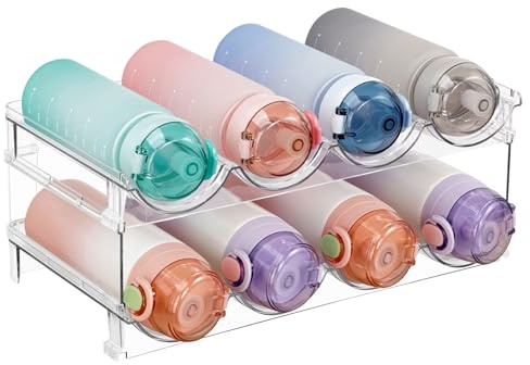 YOUXIU Flaschenregal Kühlschrank Flaschen Organizer,Weinregal Stapelbar,Dosenregal,Transparenter Flaschenhalter Kühlschrank für Strohhalmbecher Trinkflasche