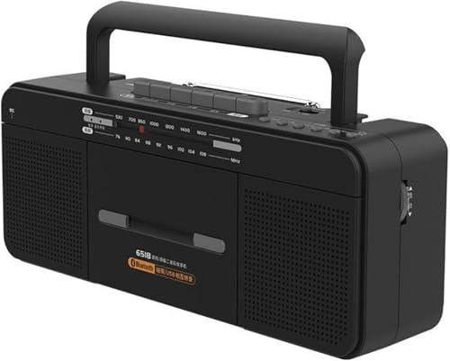 Tragbarer Radio Kassettenspieler mit Bluetooth - MP3 Aufnahme USB Wiedergabe & Dual Netzteil Retro Kassettenrekorder