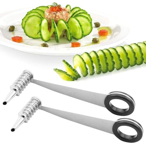 BRRDAQU Cortador en Espiral de Patatas, Cortador de Verduras en Espiral, Cortador de Verduras de Rizo, Pelador de Pepino Espiral, para Zanahoria, Calabacín, Pepino, Manzana, Patata