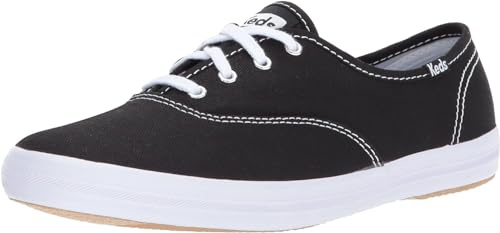 Keds womens Champion Canvas Sneaker, Black, 6.5 Narrow US