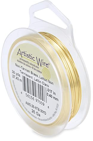 Artistic Wire Beadalon Alambre para Manualidades (Calibre 26, 27,4 m, no se deslustra), Color Dorado