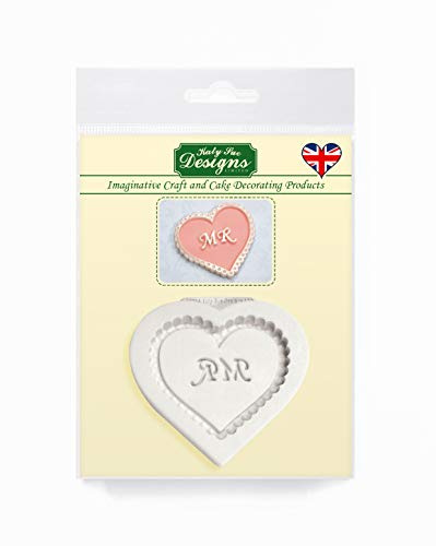 Katy Sue Designs Mr Heart Plaque Silicone Mould for Cake Decorating, Crafts, Cupcakes, Sugarcraft, Candies, Chocolate, Card Making and Clay, Food Safe Approved, Made in The UK, Grey