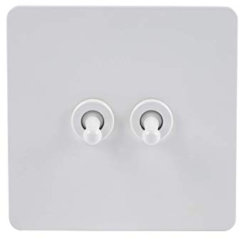 Schneider Electric Ultimate Screwless Flat Plate - Double Toggle 2 Way Light Switch, Single Pole, 10AX, GU1422TPW, Painted White