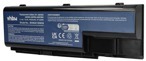 vhbw Li-Ion batería 4400mAh (10.8V) para Notebook, Laptop Acer Aspire 5739G, 5930G, 5940G, 6530, 6530G, 6930, 6930G, 6935, 6935G y AS07B32, AS07B72.