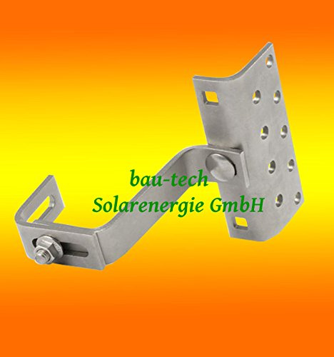 bau-tech Solarenergie 10 Stück Dachhaken A2 3 Fach verstellbar für Dachpfannen Solar PV Photovoltaik Montage GmbH