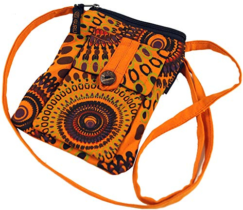 GURU SHOP Brustbeutel, Boho Geldbörse - Orange, Unisex - Erwachsene, Baumwolle, 17x13x1 cm