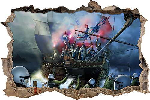 Ultras Rostock Schiff, 3D Wandsticker Format: 92x62cm, Wanddekoration