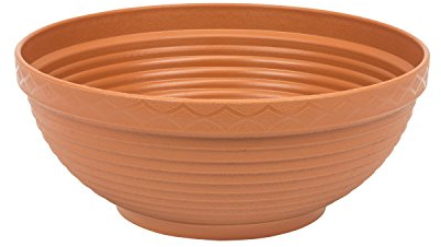 Pot de fleur en plastique en forme bol, terre cuite, diametre: 34 cm
