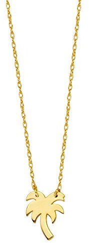 Yellow Gold Mini Palm Tree Necklace, 16 To 18 Adjustable