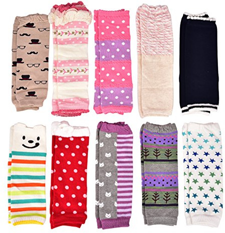Wobon 6 Paia di Scaldamuscoli per Bambini e Bambine Manicotti per le Gambe, Ginocchiere per Bambini e Bambine (6 paia di bambine, 6-24 mesi)