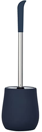 WENKO WC-Garnitur Sydney Blau Matt Keramik mit Soft-Touch Beschichtung - WC-Bürstenhalter mit Soft-Touch Beschichtung, Keramik, 12.5 x 39.5 x 12.5 cm, Blau Matt, 39.5 x 12.5 x 12.5 cm
